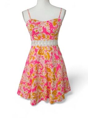 Lilly Pulitzer Pink and Pale Yellow Tie-Dye Slip Dress